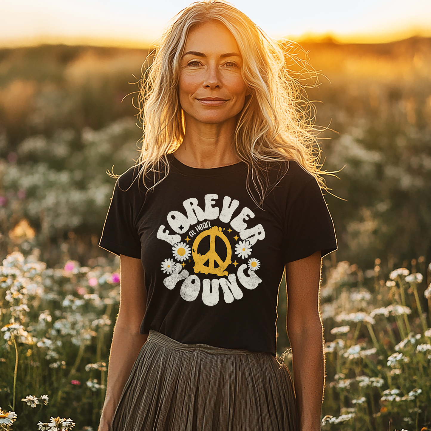Forever Young at Heart Woman's Premium Tshirt
