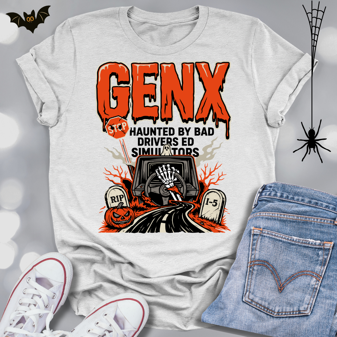 GENX Halloween T-shirt Haunted by Bad Drivers Ed Simulators