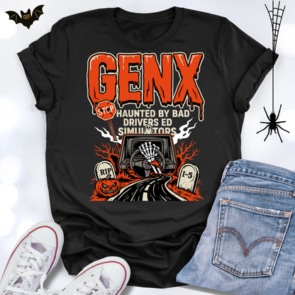 GENX Halloween T-shirt Haunted by Bad Drivers Ed Simulators