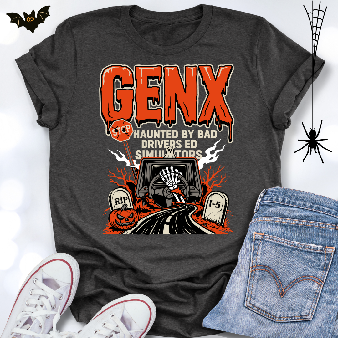 GENX Halloween T-shirt Haunted by Bad Drivers Ed Simulators