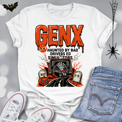GENX Halloween T-shirt Haunted by Bad Drivers Ed Simulators