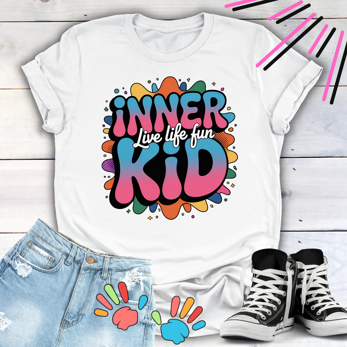 Inner Kid Live Life FUN Rainbow Colored T-shirt