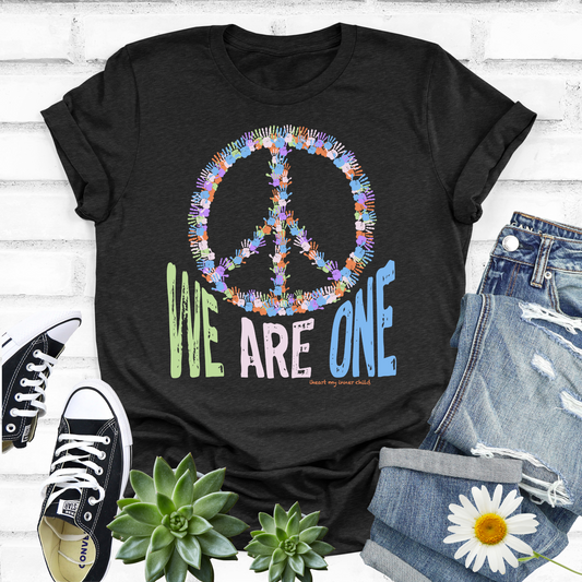 We Are One Handprint Peace Sign T-shirt